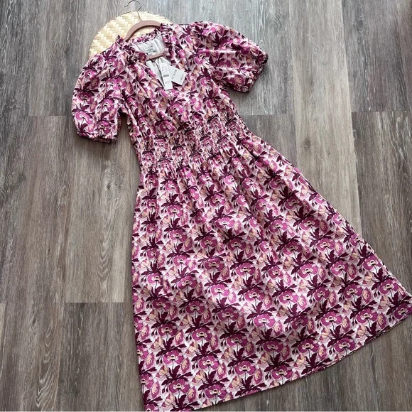 NWT J.Crew Liberty fabric smock waist midi dress butterfield‎ floral print - Picture 2 of 10